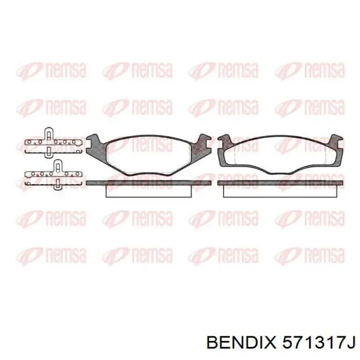 Колодки гальмівні передні, дискові 571317J Jurid/Bendix