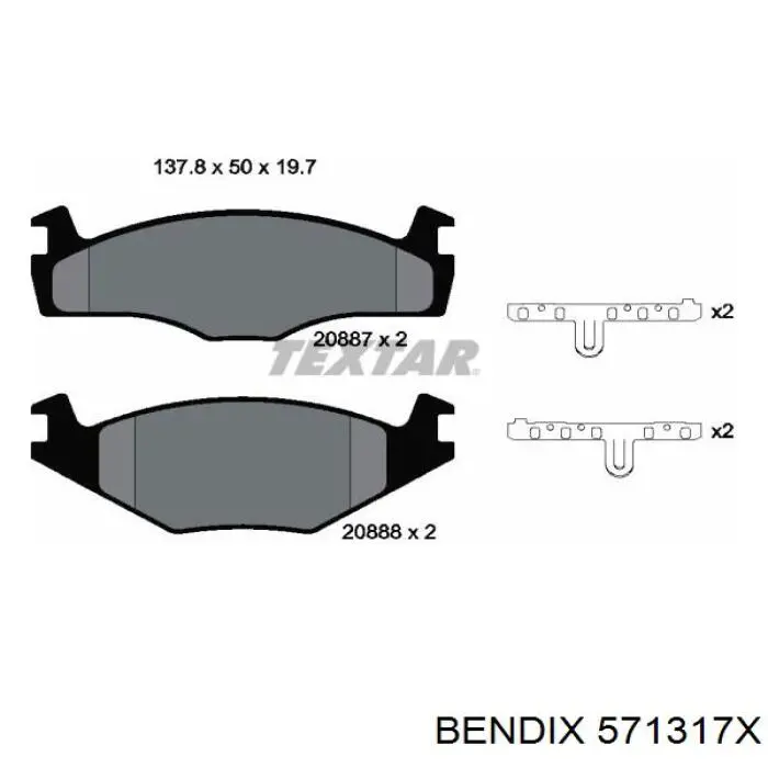 571317X Jurid/Bendix колодки гальмівні передні, дискові