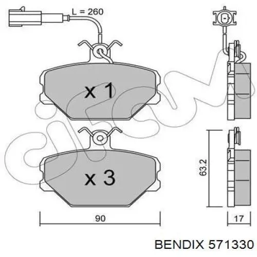 571330 Jurid/Bendix Передні гальмівні колодки