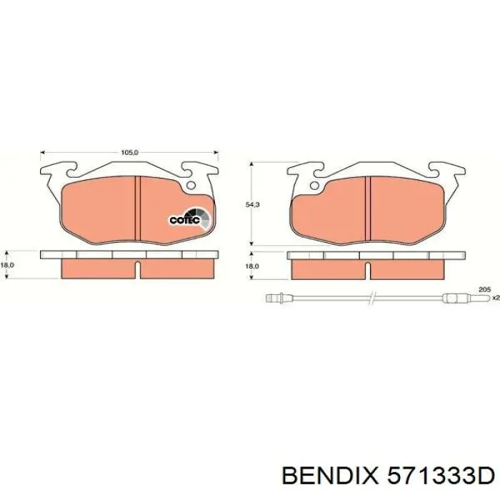 571333D Jurid/Bendix Передні гальмівні колодки