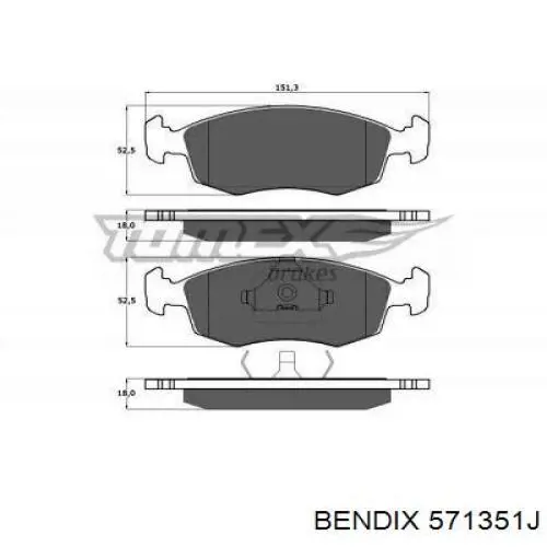 Передні тормозні колодки 571351J Jurid/Bendix