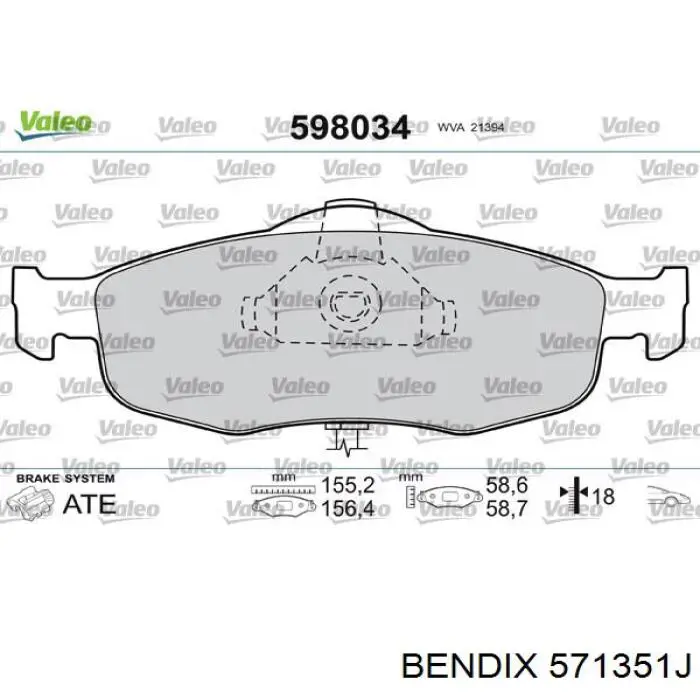571351J Jurid/Bendix Передні гальмівні колодки