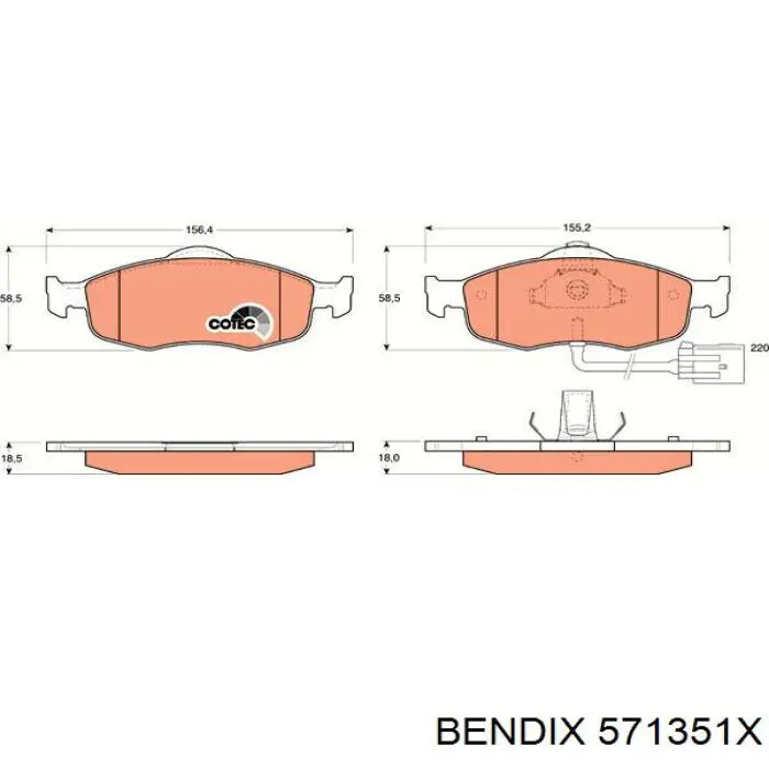 571351X Jurid/Bendix Передні гальмівні колодки