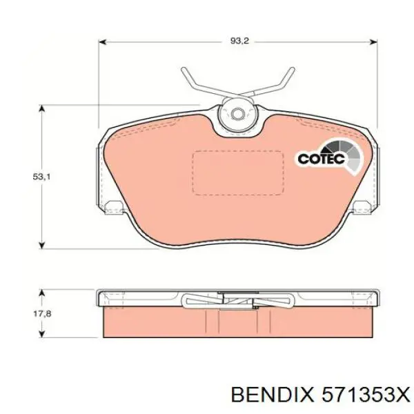 571353X Jurid/Bendix колодки гальмівні передні, дискові