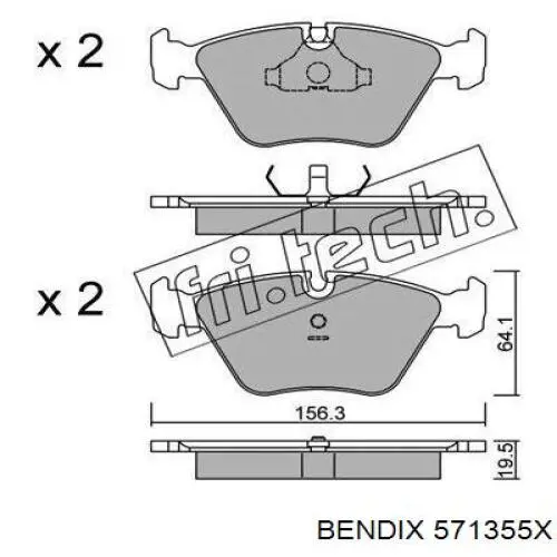 571355X Jurid/Bendix колодки гальмівні передні, дискові