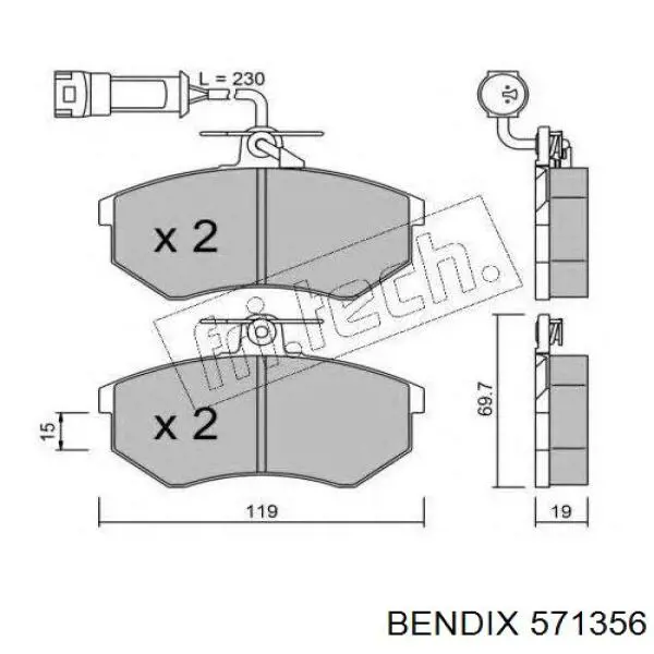 Купити 571356 Jurid/Bendix Колодки гальмівні передні, дискові