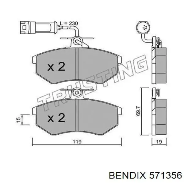 Передні тормозні колодки 571356 Jurid/Bendix