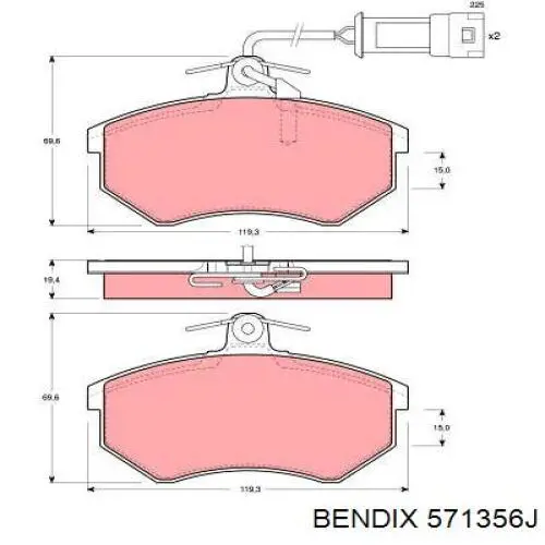 571356J Jurid/Bendix Передні гальмівні колодки