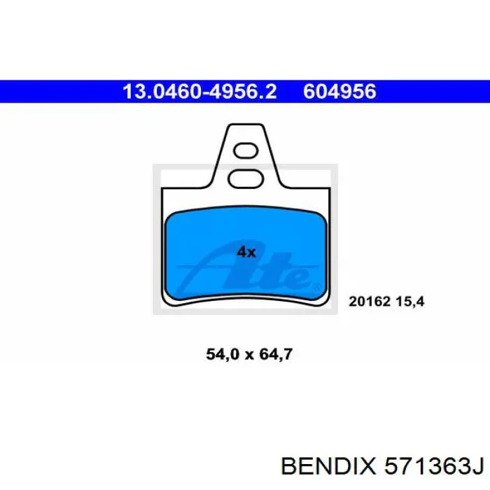 Колодки гальмові задні, дискові 571363J Jurid/Bendix