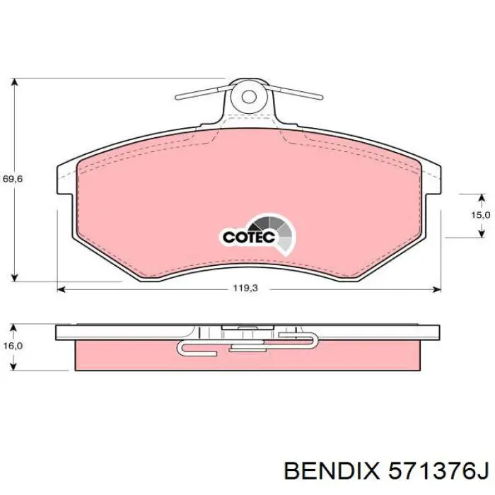 Тормозні колодки Jurid/Bendix 571376J