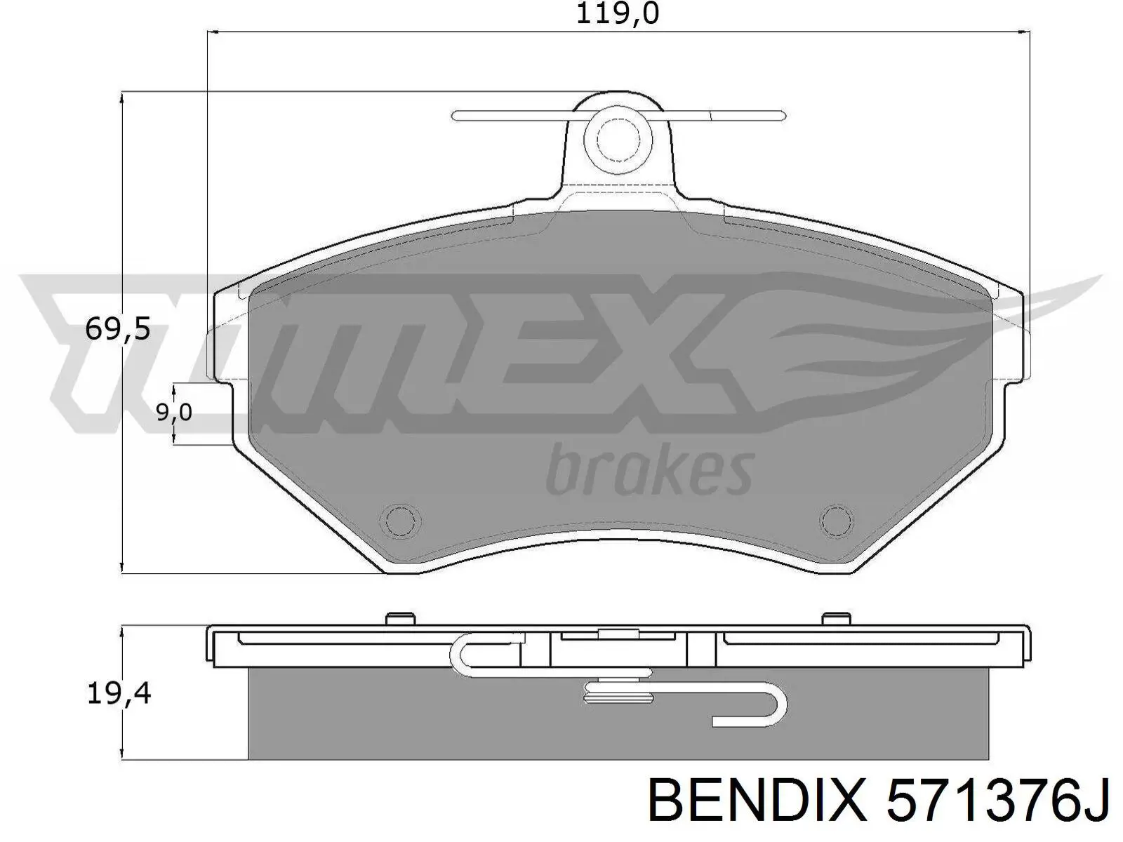 571376J Jurid/Bendix Передні гальмівні колодки