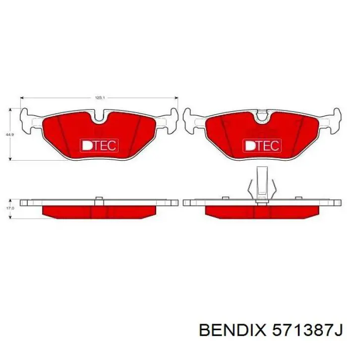 Колодки гальмові задні, дискові 571387J Jurid/Bendix