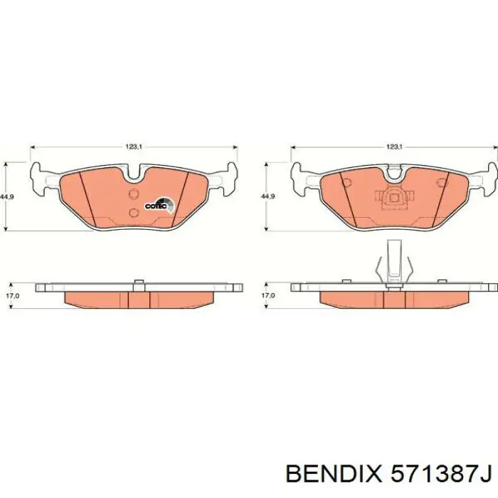 Задні дискові колодки Jurid/Bendix 571387J