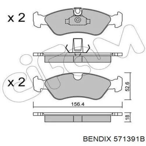 571391B Jurid/Bendix колодки гальмівні передні, дискові