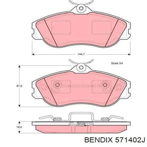 571402J Jurid/Bendix Передні гальмівні колодки