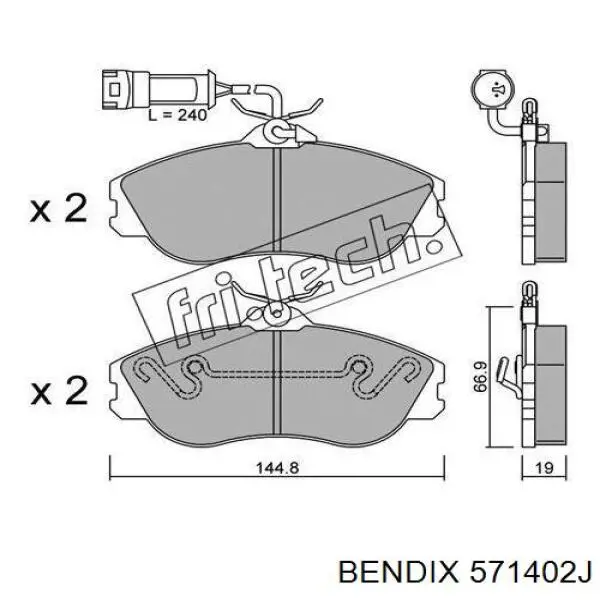 Гальмівні колодки Jurid/Bendix 571402J ціна, від 28.57 USD