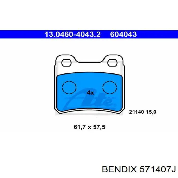 571407J Jurid/Bendix Колодки гальмівні задні, дискові