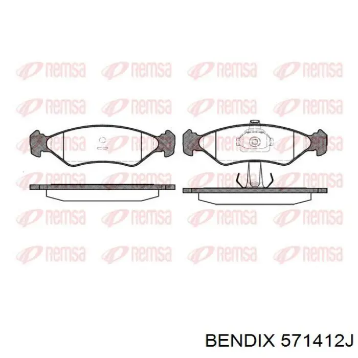 Колодки гальмівні передні, дискові 571412J Jurid/Bendix