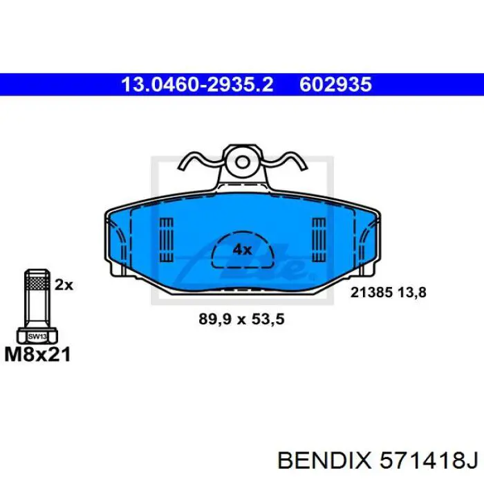 Задні дискові колодки Jurid/Bendix 571418J
