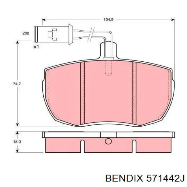 Колодки гальмівні передні, дискові 571442J Jurid/Bendix