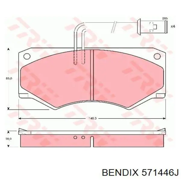 571446J Jurid/Bendix колодки гальмівні передні, дискові