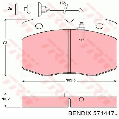 Колодки гальмівні передні, дискові 571447J Jurid/Bendix