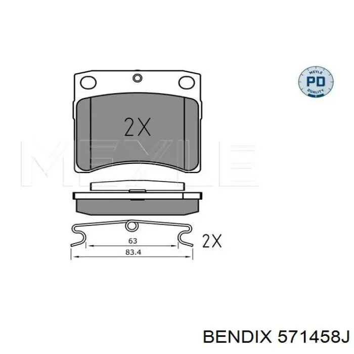 Передні тормозні колодки 571458J Jurid/Bendix