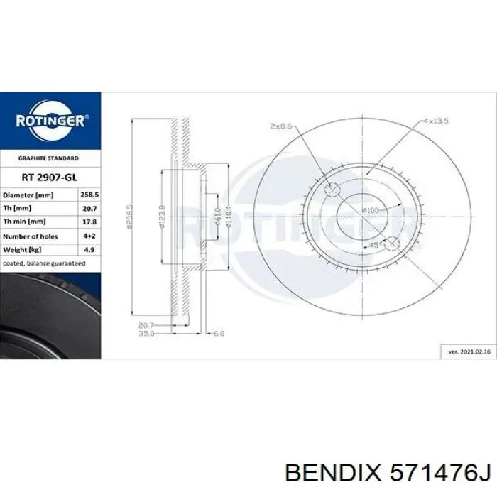 Купити 571476J Jurid/Bendix Колодки гальмівні передні, дискові