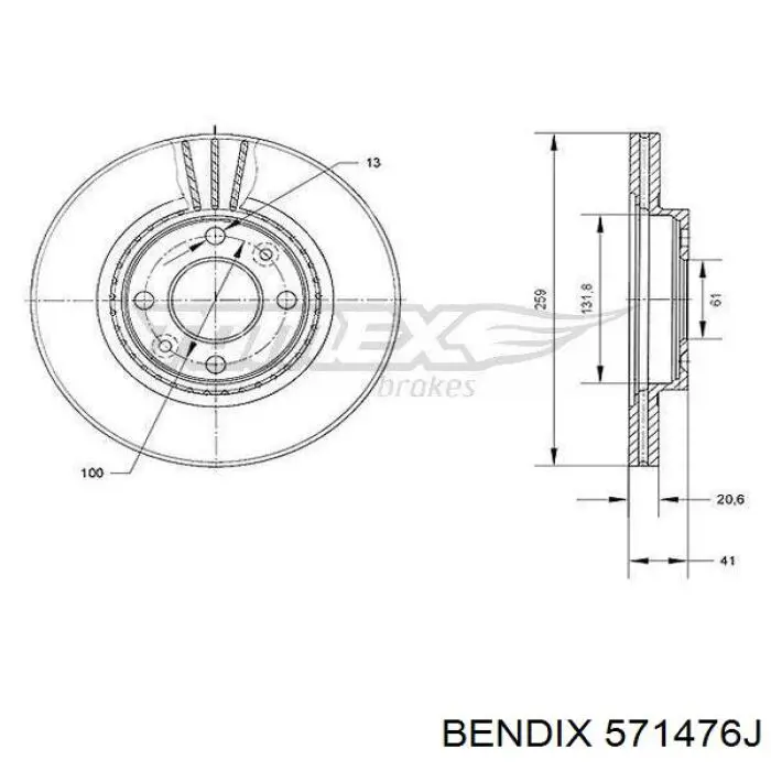 Тормозні колодки Jurid/Bendix 571476J