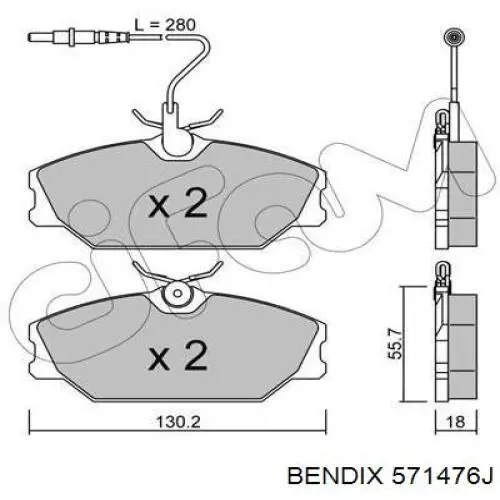 Гальмівні колодки Jurid/Bendix 571476J ціна, від 24.20 USD