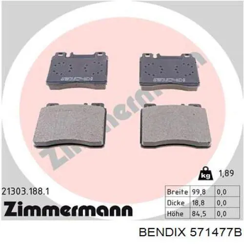 Передні тормозні колодки 571477B Jurid/Bendix