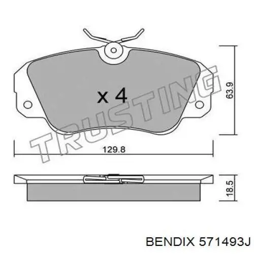 Гальмівні колодки Jurid/Bendix 571493J ціна, від 21.01 USD