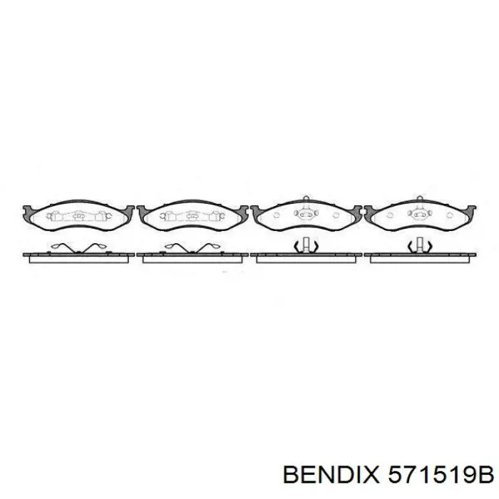 571519B Jurid/Bendix колодки гальмівні передні, дискові