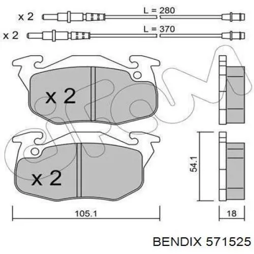 Колодки гальмівні передні, дискові 571525 Jurid/Bendix