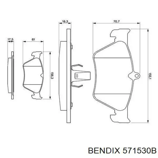 571530B Jurid/Bendix колодки гальмівні передні, дискові