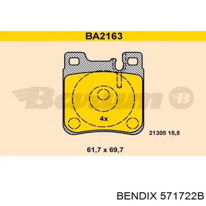 571722B Jurid/Bendix Колодки гальмівні задні, дискові