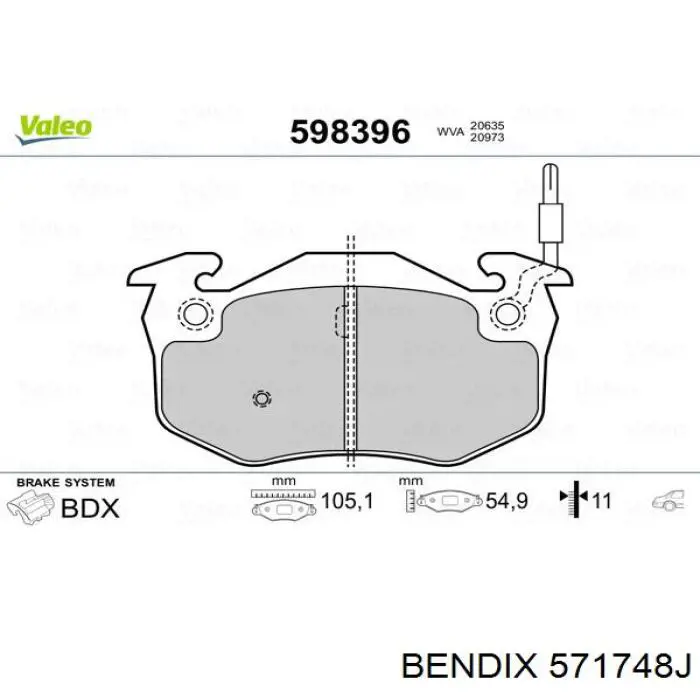 Задні гальмівні колодки Jurid/Bendix 571748J ціна, від 14.30 USD