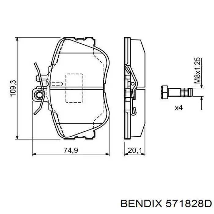 Гальмівні колодки Jurid/Bendix 571828D ціна, від 20.66 USD