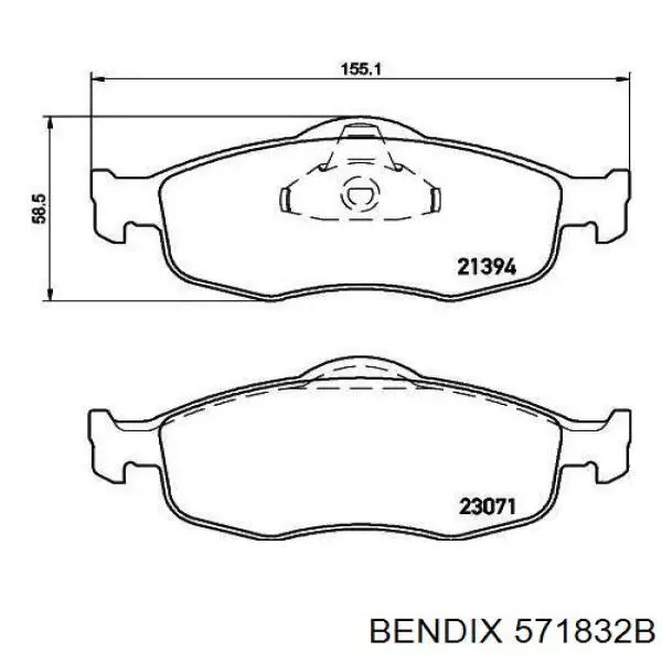 Колодки гальмівні передні, дискові 571832B Jurid/Bendix