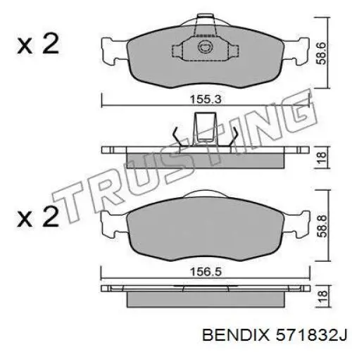 Гальмівні колодки Jurid/Bendix 571832J ціна, від 16.51 USD