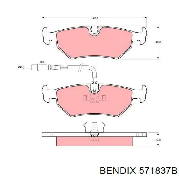 571837B Jurid/Bendix Колодки гальмівні задні, дискові