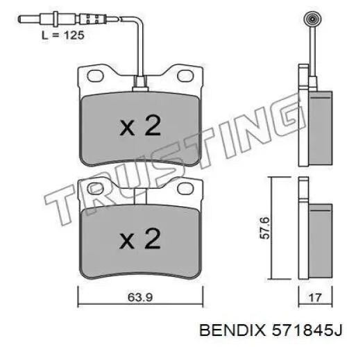 Задні гальмівні колодки Jurid/Bendix 571845J ціна, від 15.87 USD