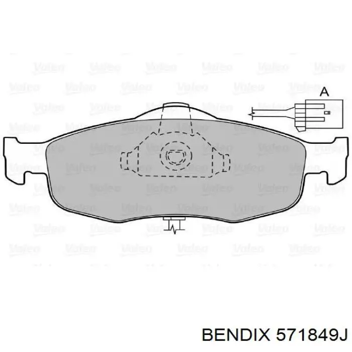 Колодки гальмівні передні, дискові 571849J Jurid/Bendix