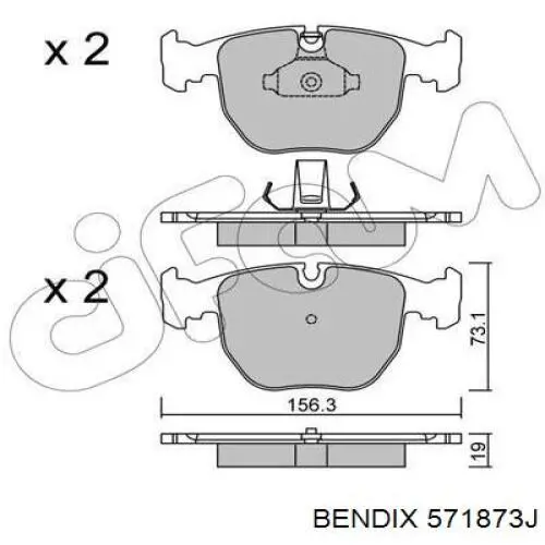 Передні тормозні колодки 571873J Jurid/Bendix