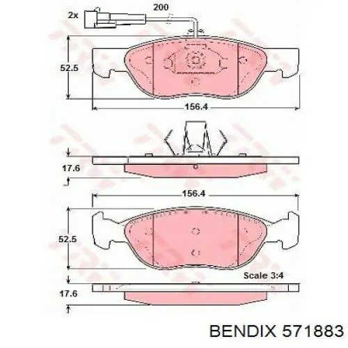 571883 Jurid/Bendix Передні гальмівні колодки