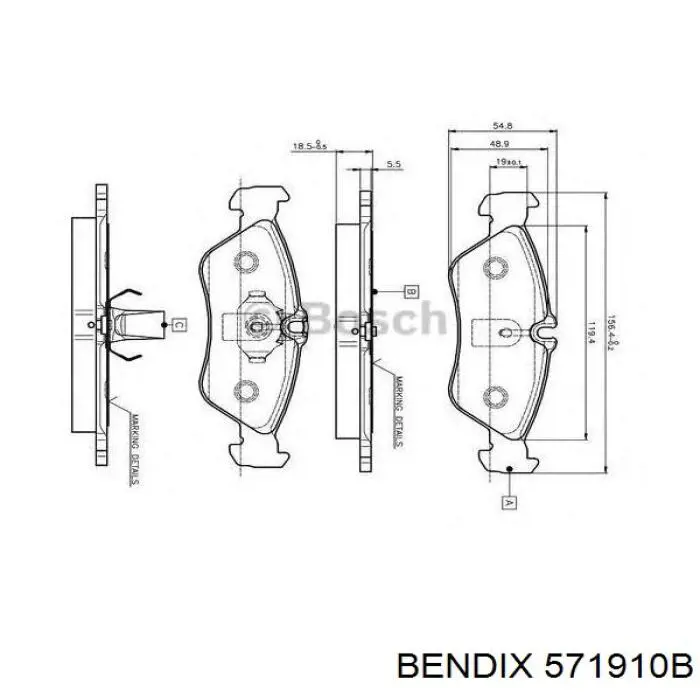 Задні гальмівні колодки Jurid/Bendix 571910B ціна, від 22.77 USD