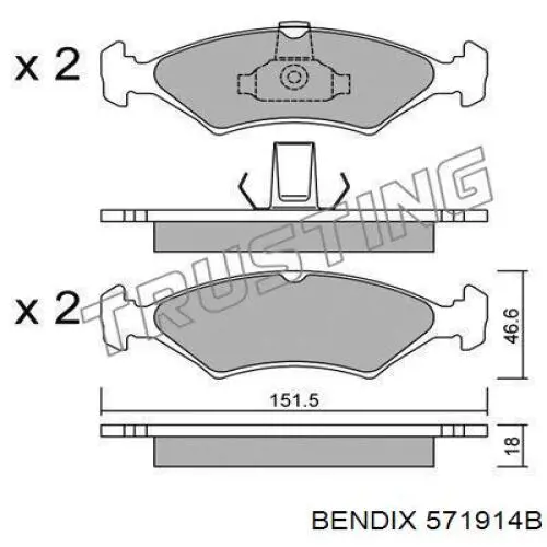571914B Jurid/Bendix Передні гальмівні колодки