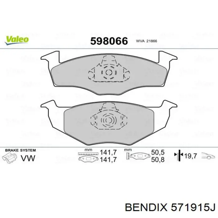 571915J Jurid/Bendix Передні гальмівні колодки