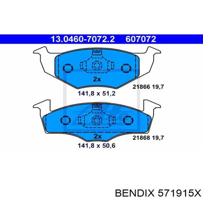 571915X Jurid/Bendix колодки гальмівні передні, дискові