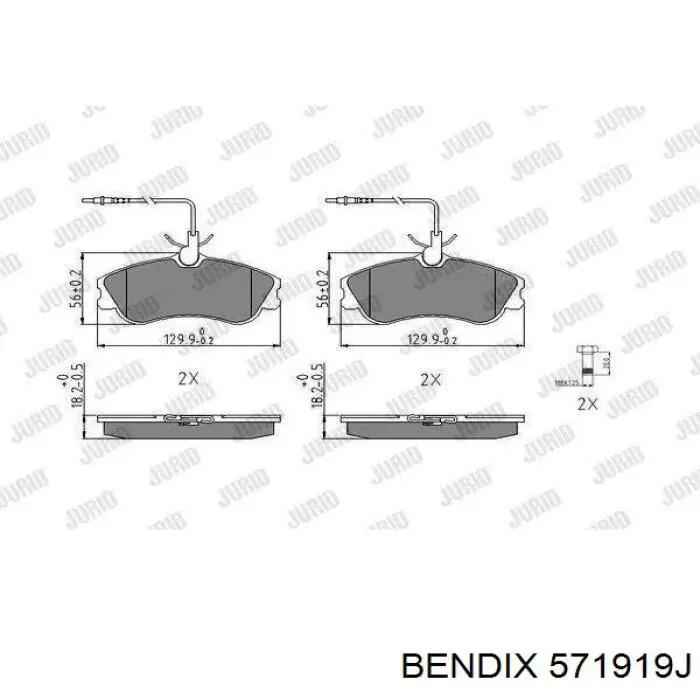 571919J Jurid/Bendix колодки гальмівні передні, дискові